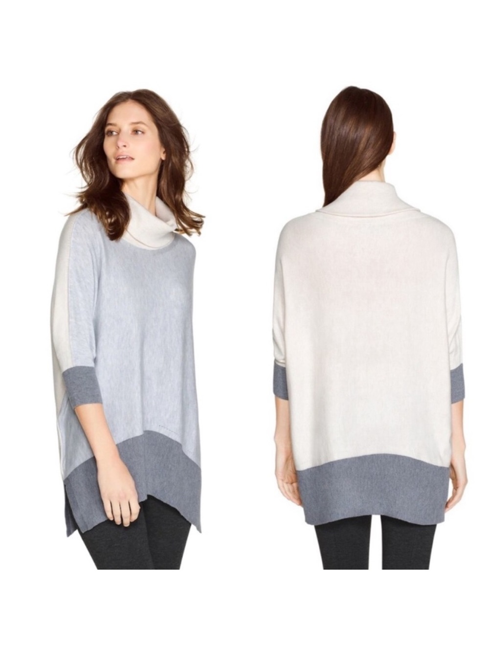 WHBM White House Black Market Turtleneck Colorblock Pullover Sweater Size XS